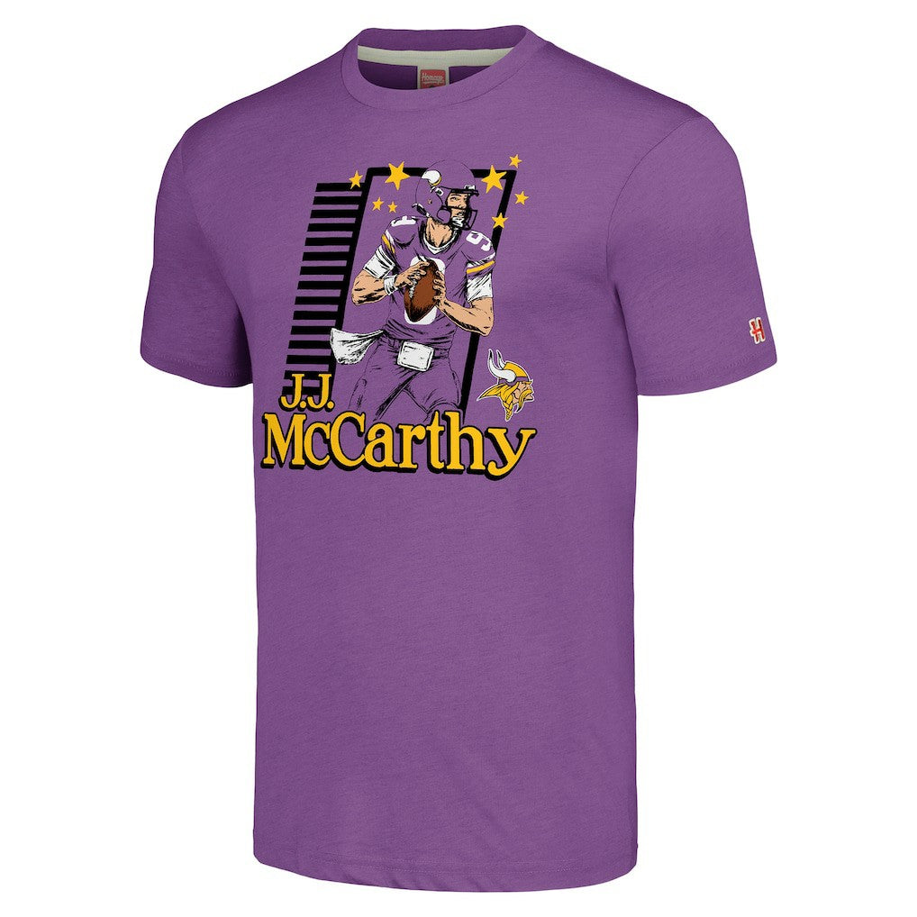 J.J. McCarthy  Homage Unisex Caricature Player Tri-Blend T-Shirt - Minnesota Vikings