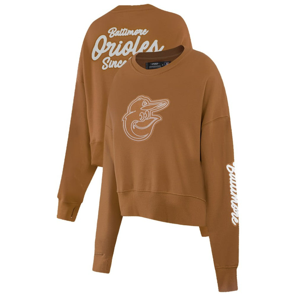 MLB Baltimore Orioles Pro Standard Women's Paint The City Pullover Cropped Sweatshirt