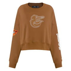 MLB Baltimore Orioles Pro Standard Women's Paint The City Pullover Cropped Sweatshirt