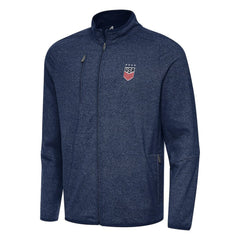 USWNT Antigua Hold-Up Tri-Blend Full-Zip Jacket -  Heather Navy