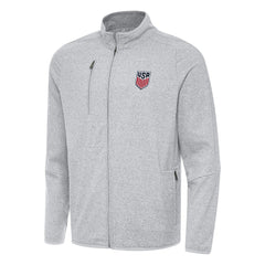 USMNT Antigua Hold-Up Tri-Blend Full-Zip Jacket -  Heather Gray