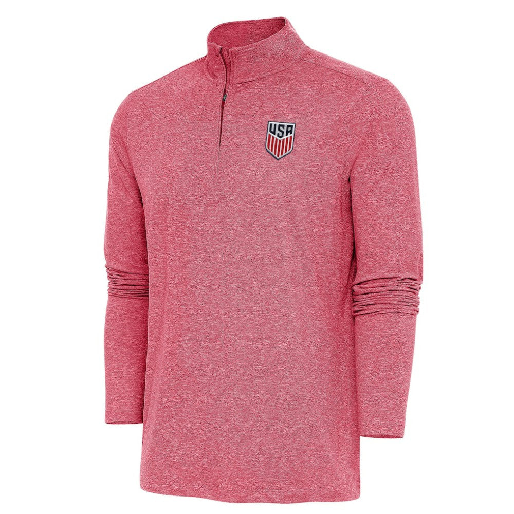 USMNT Antigua Hunk Quarter-Zip Top -  Heather Red