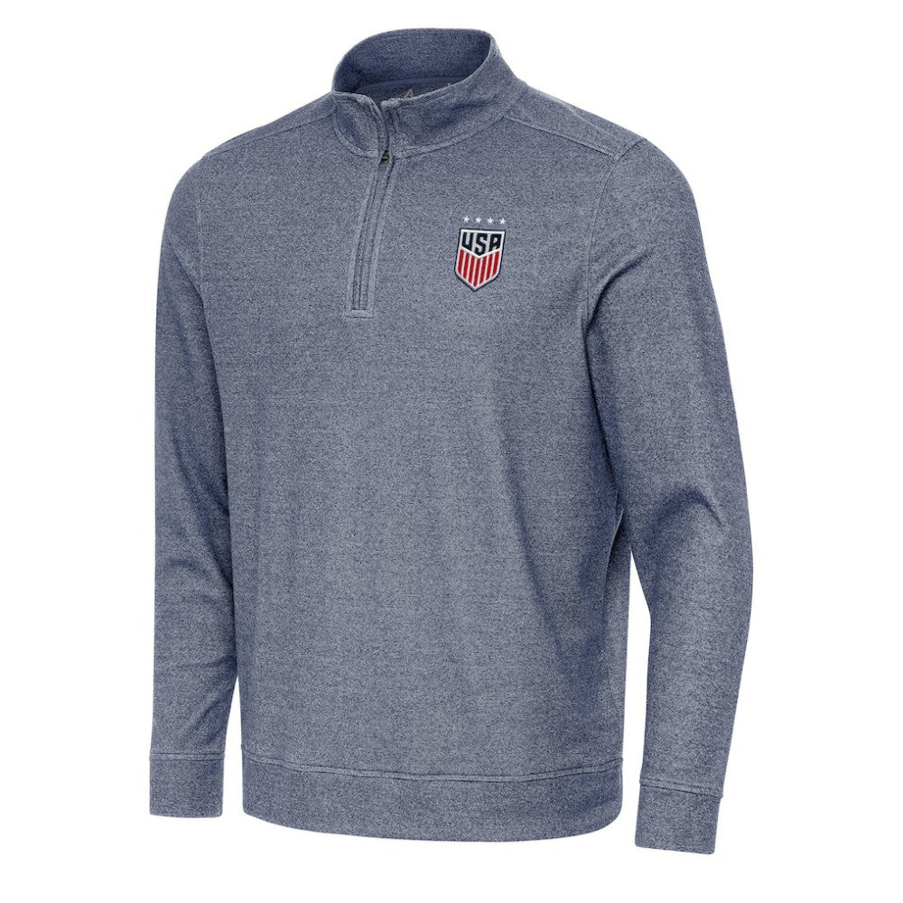 USWNT Antigua Subtle Quarter-Zip Top -  Heather Navy