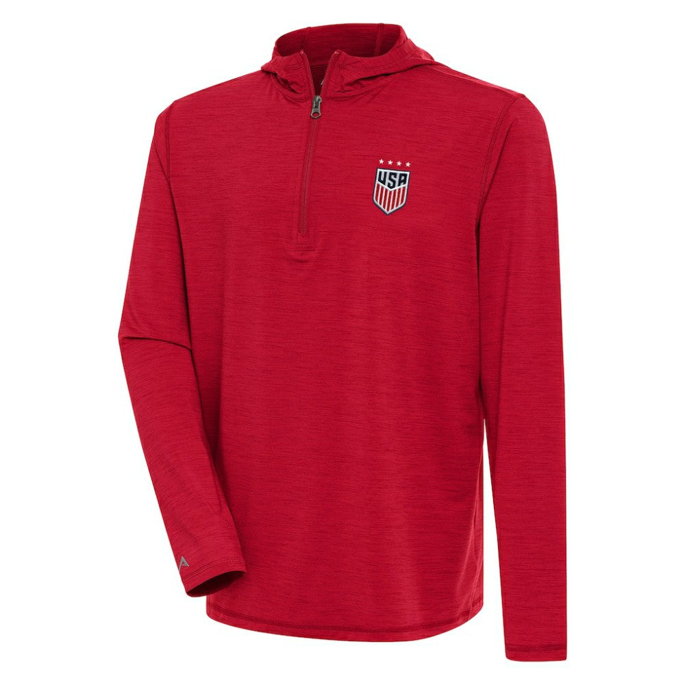 USWNT Antigua Tidy Quarter-Zip Hoodie -  Heather Red