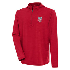 USWNT Antigua Tidy Quarter-Zip Hoodie -  Heather Red