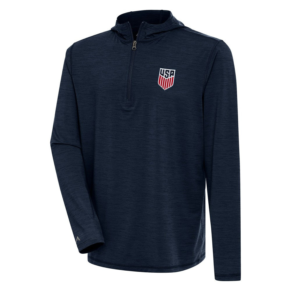 USMNT Antigua Tidy Quarter-Zip Hoodie -  Heather Navy