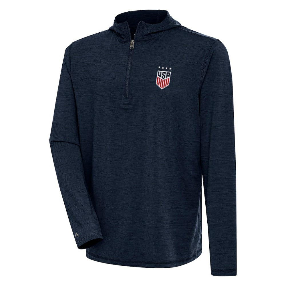 USWNT Antigua Tidy Quarter-Zip Hoodie -  Heather Navy
