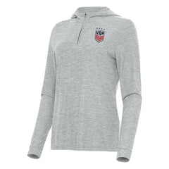 USWNT Antigua Women's Daybreak Quarter-Zip Hoodie -  Heather Gray
