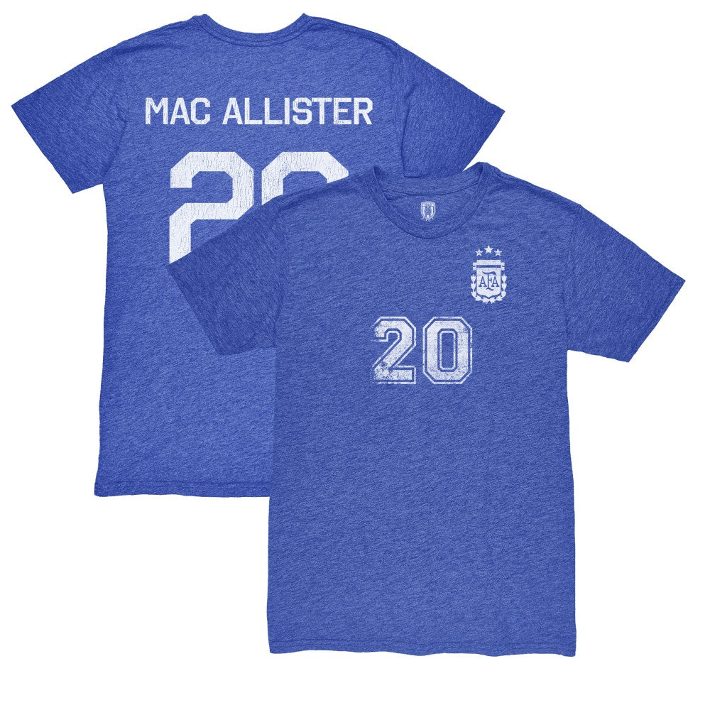 Alexis Mac Allister Argentina National Team 1863FC Retro Name & Number Tri-Blend T-Shirt -  Blue
