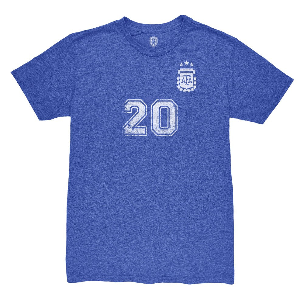 Alexis Mac Allister Argentina National Team 1863FC Retro Name & Number Tri-Blend T-Shirt -  Blue