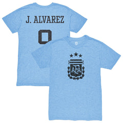 Julián Álvarez Argentina National Team 1863FC Player Retro Tri-Blend T-Shirt -  Light Blue