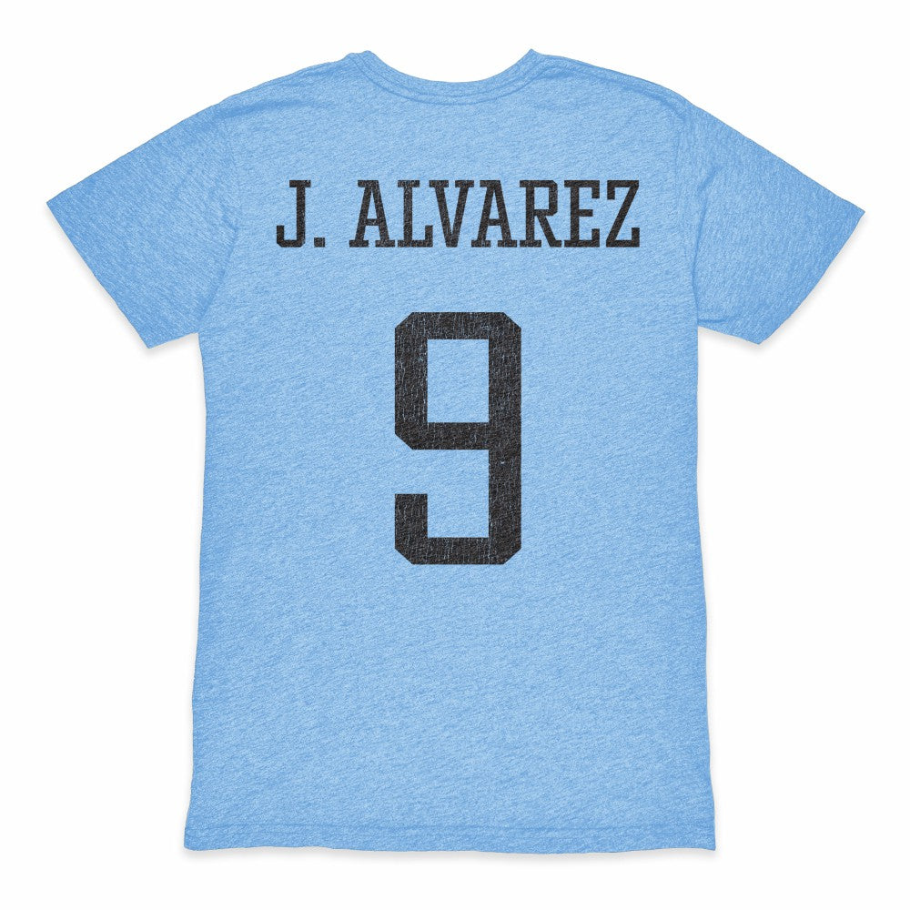 Julián Álvarez Argentina National Team 1863FC Player Retro Tri-Blend T-Shirt -  Light Blue