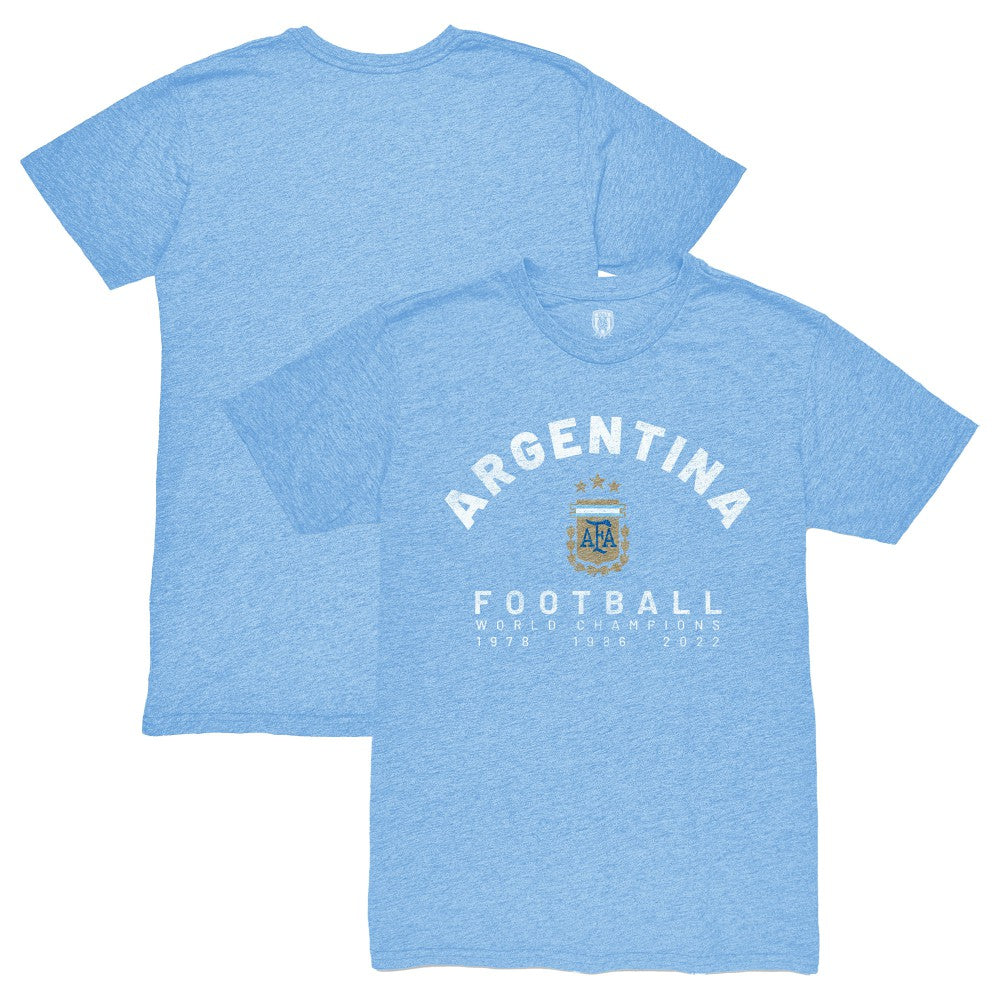 Argentina National Team 1863FC Three-Time World Champions Tri-Blend T-Shirt -  Light Blue