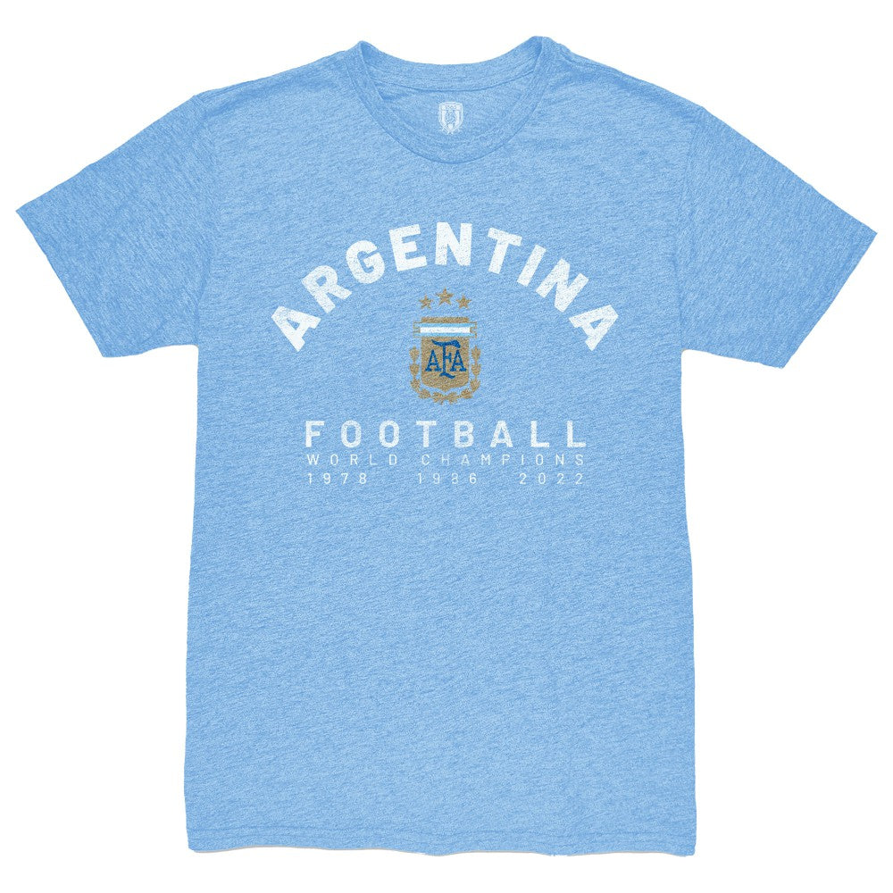 Argentina National Team 1863FC Three-Time World Champions Tri-Blend T-Shirt -  Light Blue
