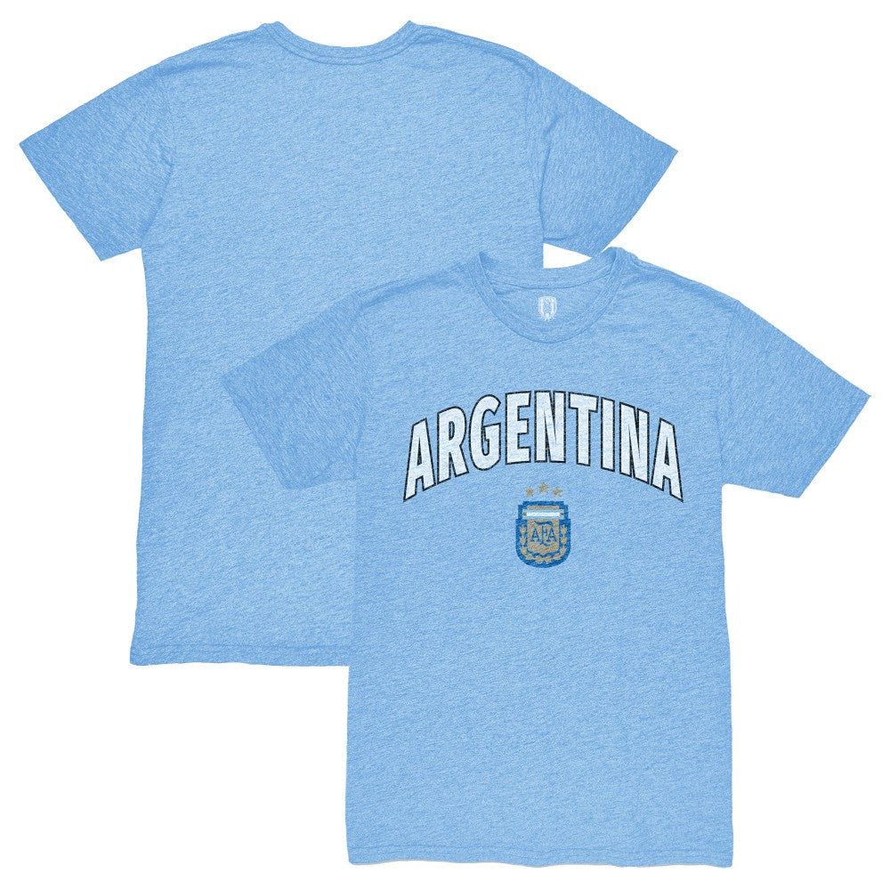 Argentina National Team 1863FC Retro Wordmark Tri-Blend T-Shirt -  Light Blue