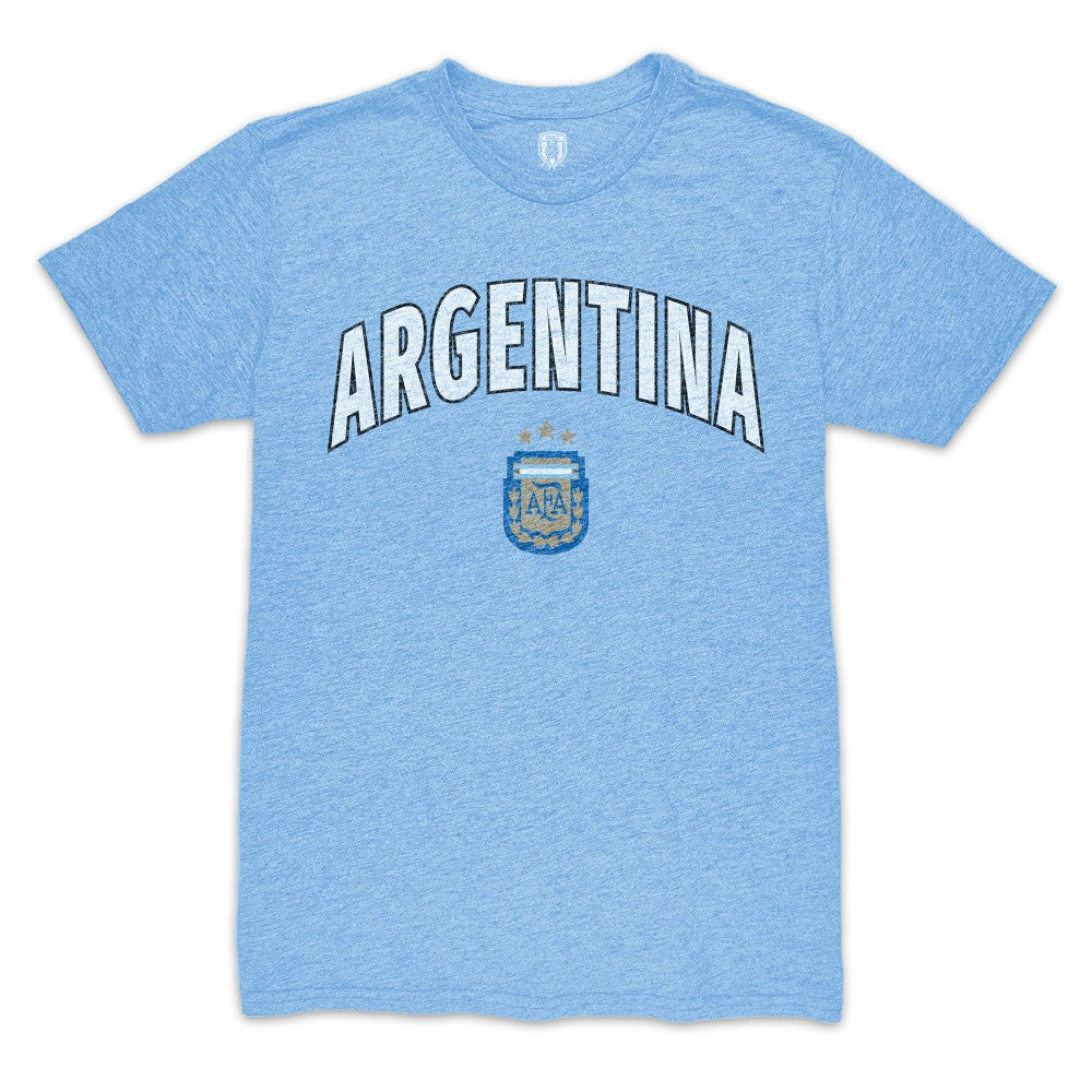 Argentina National Team 1863FC Retro Wordmark Tri-Blend T-Shirt -  Light Blue