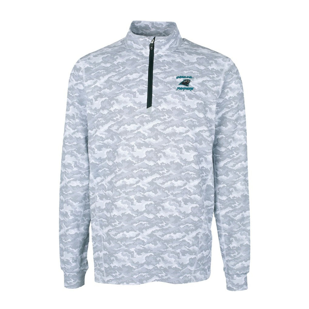 Cutter & Buck Traverse Camo Print Stretch DryTec Quarter-Zip Top - Carolina Panthers