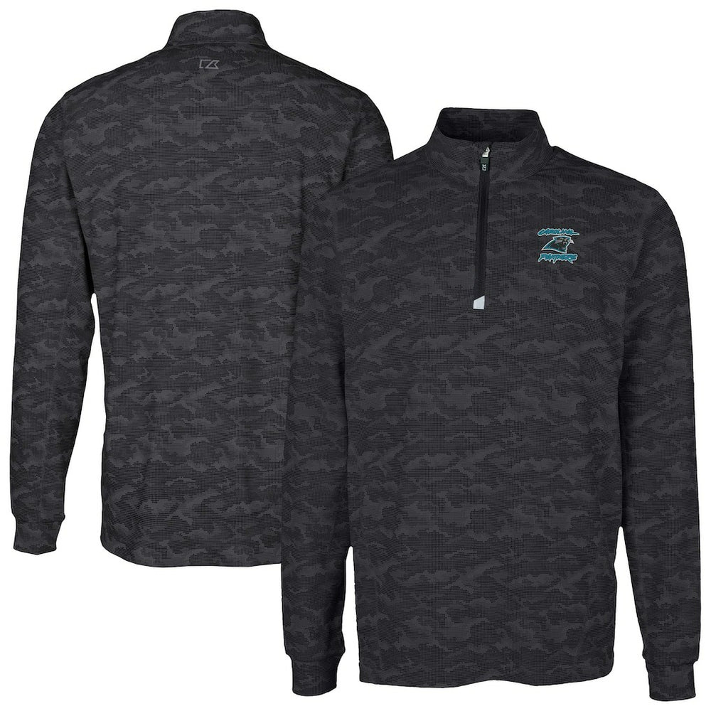 Cutter & Buck Traverse Camo Print Stretch DryTec Quarter-Zip Top - Carolina Panthers