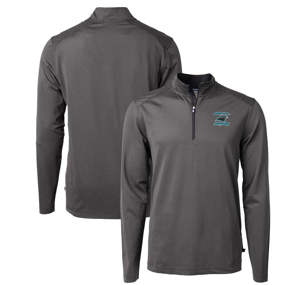 Cutter & Buck Virtue Eco Pique Micro Stripe Recycled Quarter-Zip Jacket - Carolina Panthers