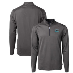 Cutter & Buck Virtue Eco Pique Micro Stripe Recycled Quarter-Zip Jacket - Carolina Panthers