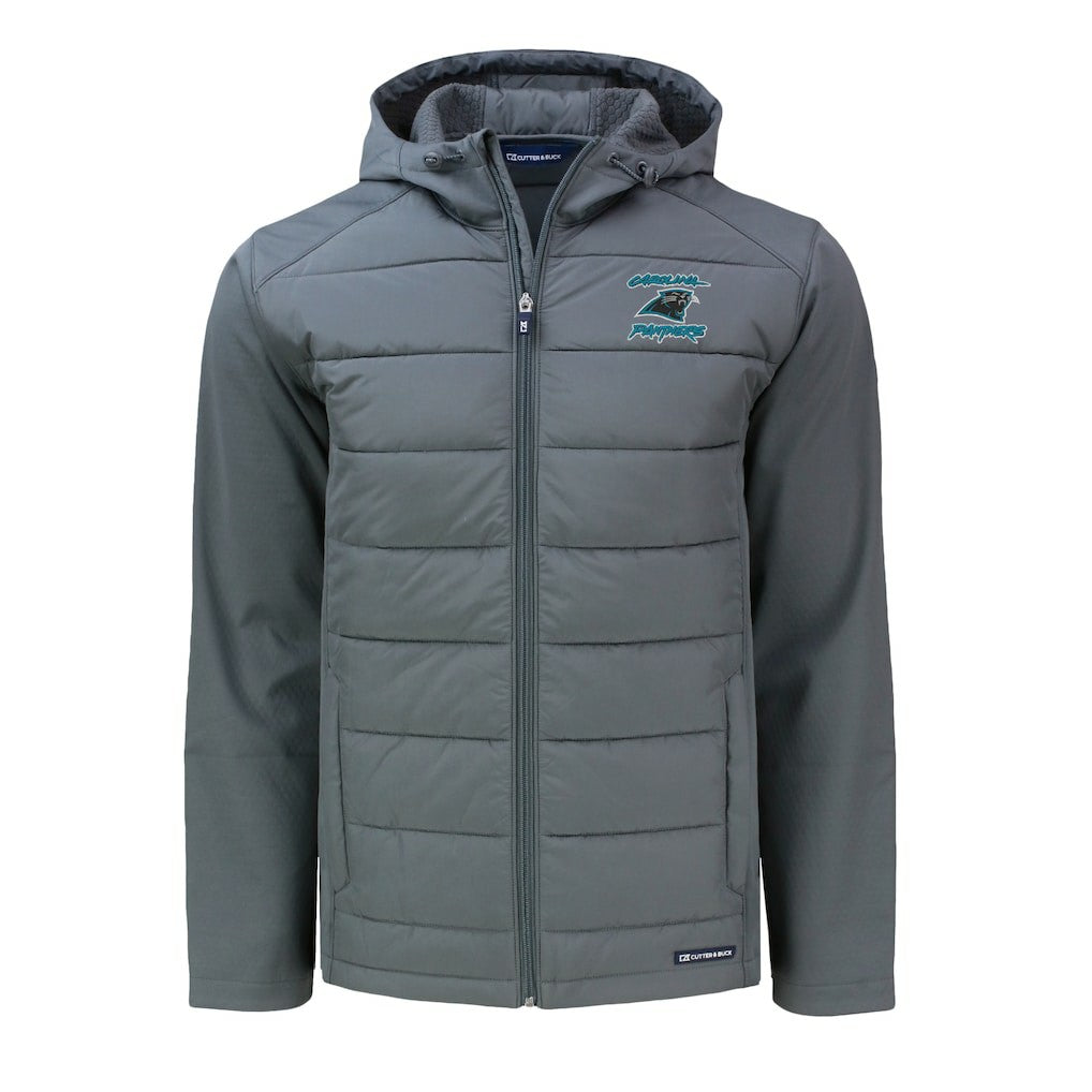 Cutter & Buck Evoke Hybrid Eco Softshell Recycled Full-Zip Hoodie Jacket - Carolina Panthers