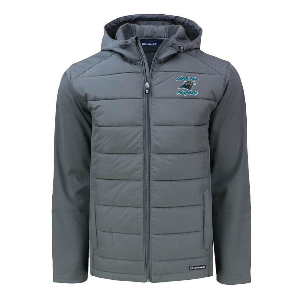Cutter & Buck Evoke Hybrid Eco Softshell Recycled Full-Zip Hoodie Jacket - Carolina Panthers