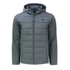 Cutter & Buck Evoke Hybrid Eco Softshell Recycled Full-Zip Hoodie Jacket - Carolina Panthers