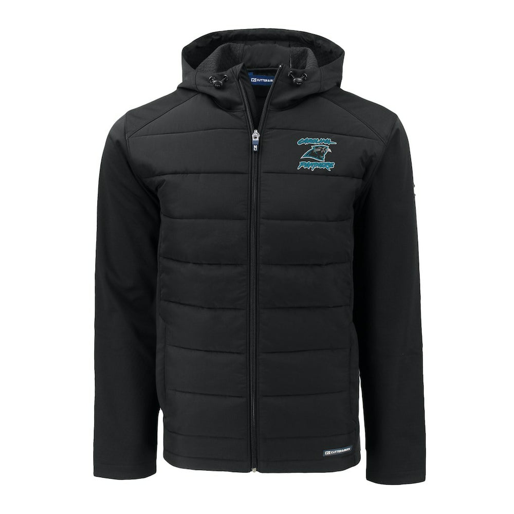 Cutter & Buck Evoke Hybrid Eco Softshell Recycled Full-Zip Hoodie Jacket - Carolina Panthers