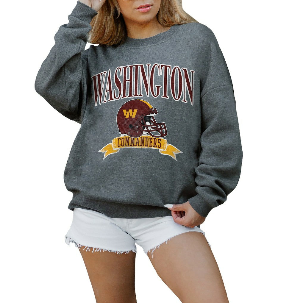 Gameday Couture Women's Oversized Seal The Deal Premium Fleece Drop Shoulder Pullover Sweatshirt - Washington Commanders