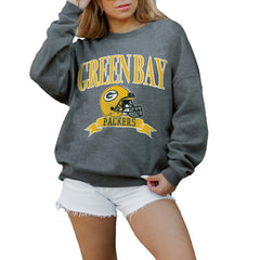 Gameday Couture Women's Oversized Seal The Deal Premium Fleece Drop Shoulder Pullover Sweatshirt - Green Bay Packers