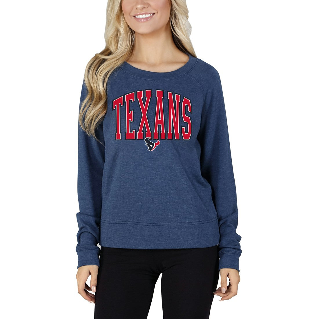 Concepts Sport Women's Mainstream Terry Tri-Blend Long Sleeve Top - Houston Texans