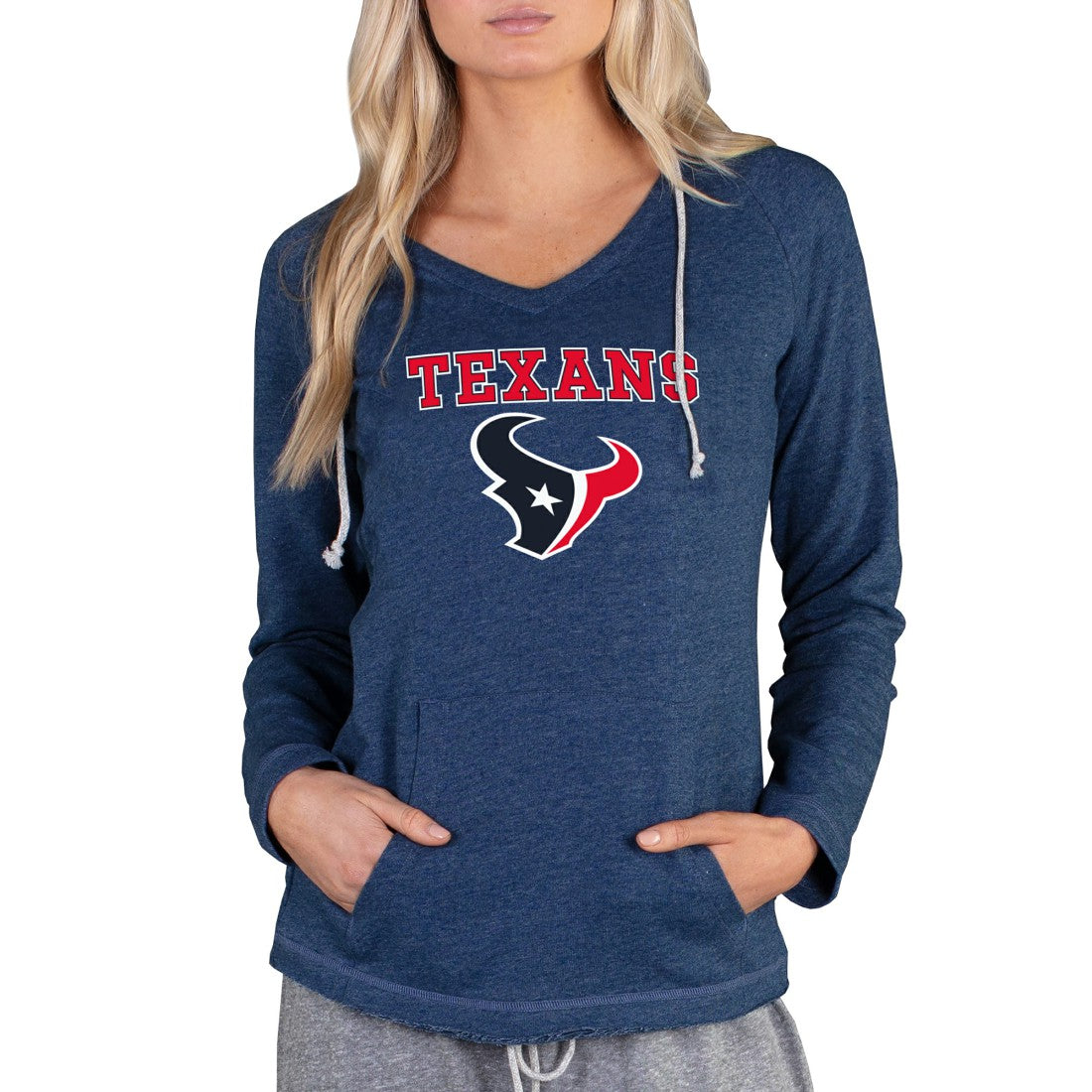 Concepts Sport Women's Mainstream Tri-Blend Raglan Hoodie V-Neck Top - Houston Texans