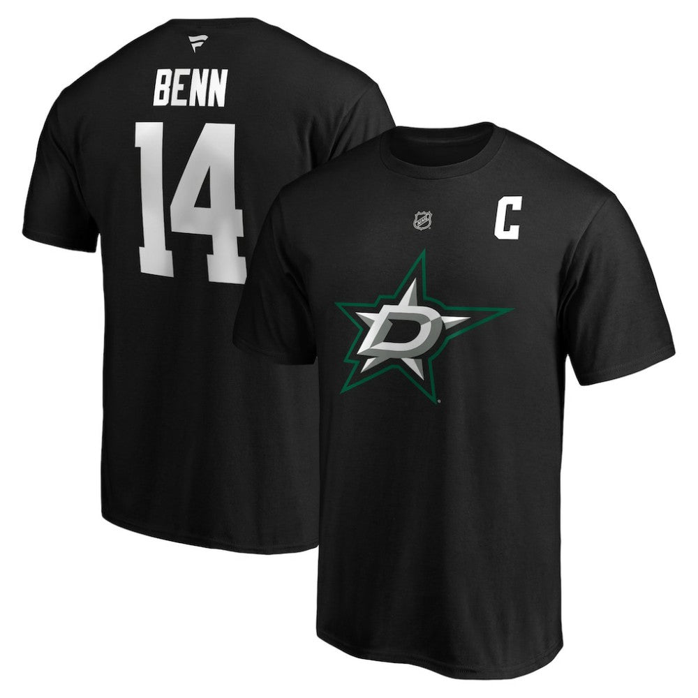 NHL Black Jamie Benn Dallas Stars Fanatics Authentic Stack Name & Number T-Shirt