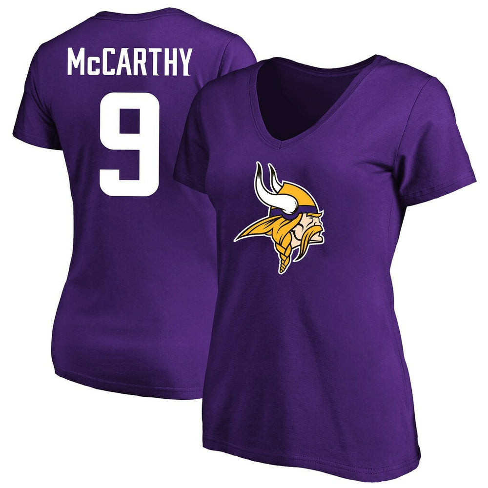 J.J. McCarthy  Women's Plus Size Fair Catch Name & Number Scoop Neck T-Shirt - Minnesota Vikings