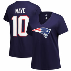 Drake Maye  Women's Plus Size Name & Number V-Neck T-Shirt - New England Patriots