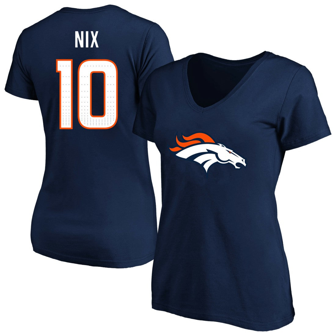 Bo Nix  Women's Plus Size Name & Number V-Neck T-Shirt - Denver Broncos