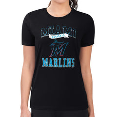 MLB Miami Marlins G-III 4Her by Carl Banks Women's Super-Slim Fit Lightweight Team Logo Graphic T-Shirt