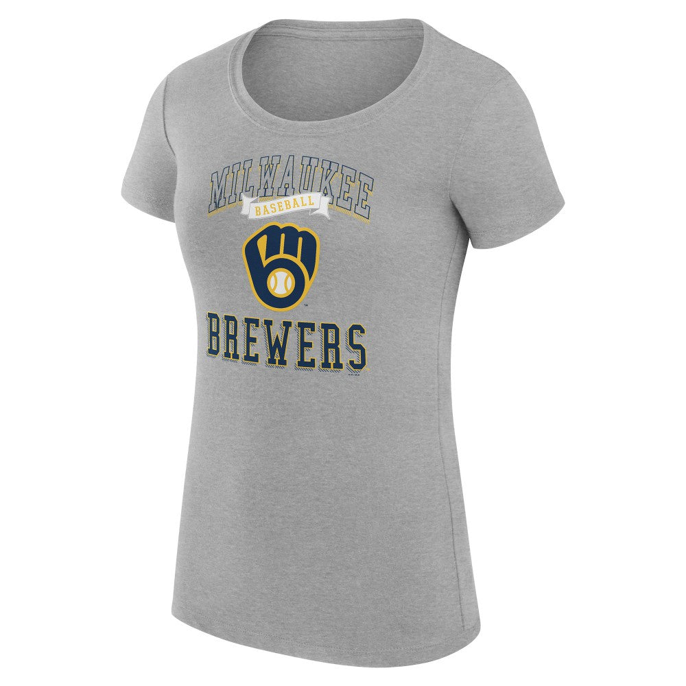 MLB Milwaukee Brewers G-III 4Her by Carl Banks Women's Super-Slim Fit Lightweight Team Logo Graphic T-Shirt