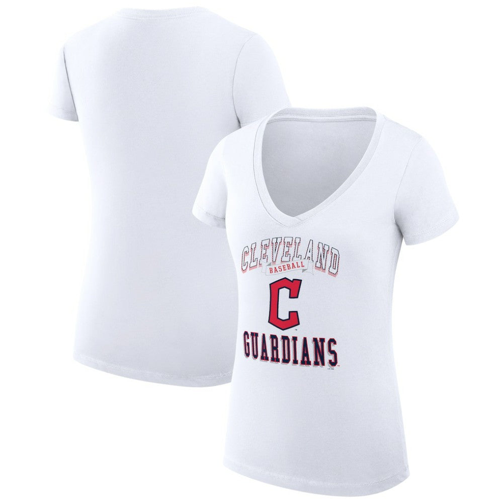 MLB Cleveland Guardians G-III 4Her by Carl Banks Women's Super-Slim Fit Lightweight Team Logo Graphic V-Neck T-Shirt