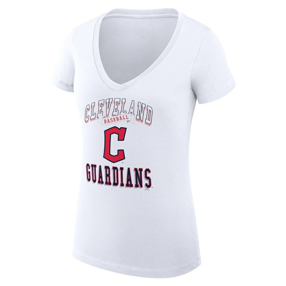 MLB Cleveland Guardians G-III 4Her by Carl Banks Women's Super-Slim Fit Lightweight Team Logo Graphic V-Neck T-Shirt