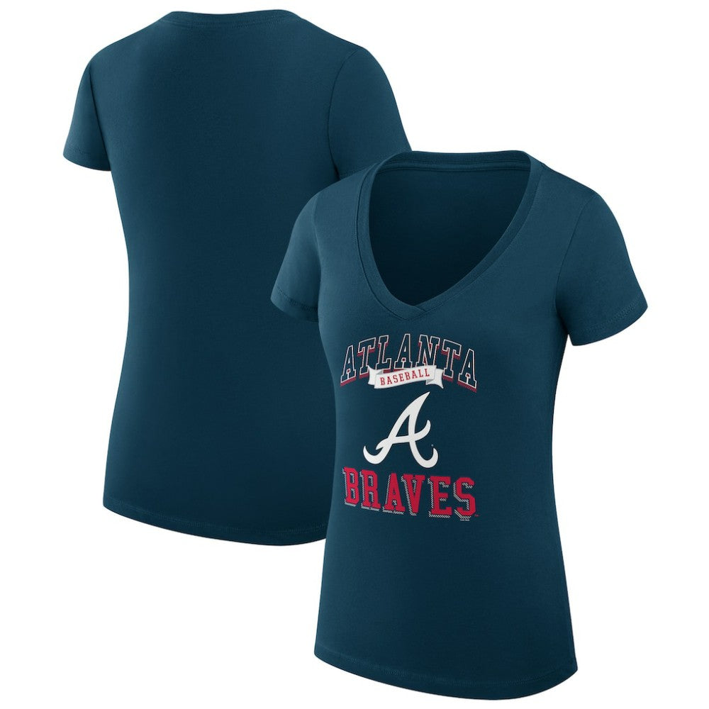 MLB Atlanta Braves G-III 4Her by Carl Banks Women's Super-Slim Fit Lightweight Team Logo Graphic V-Neck T-Shirt