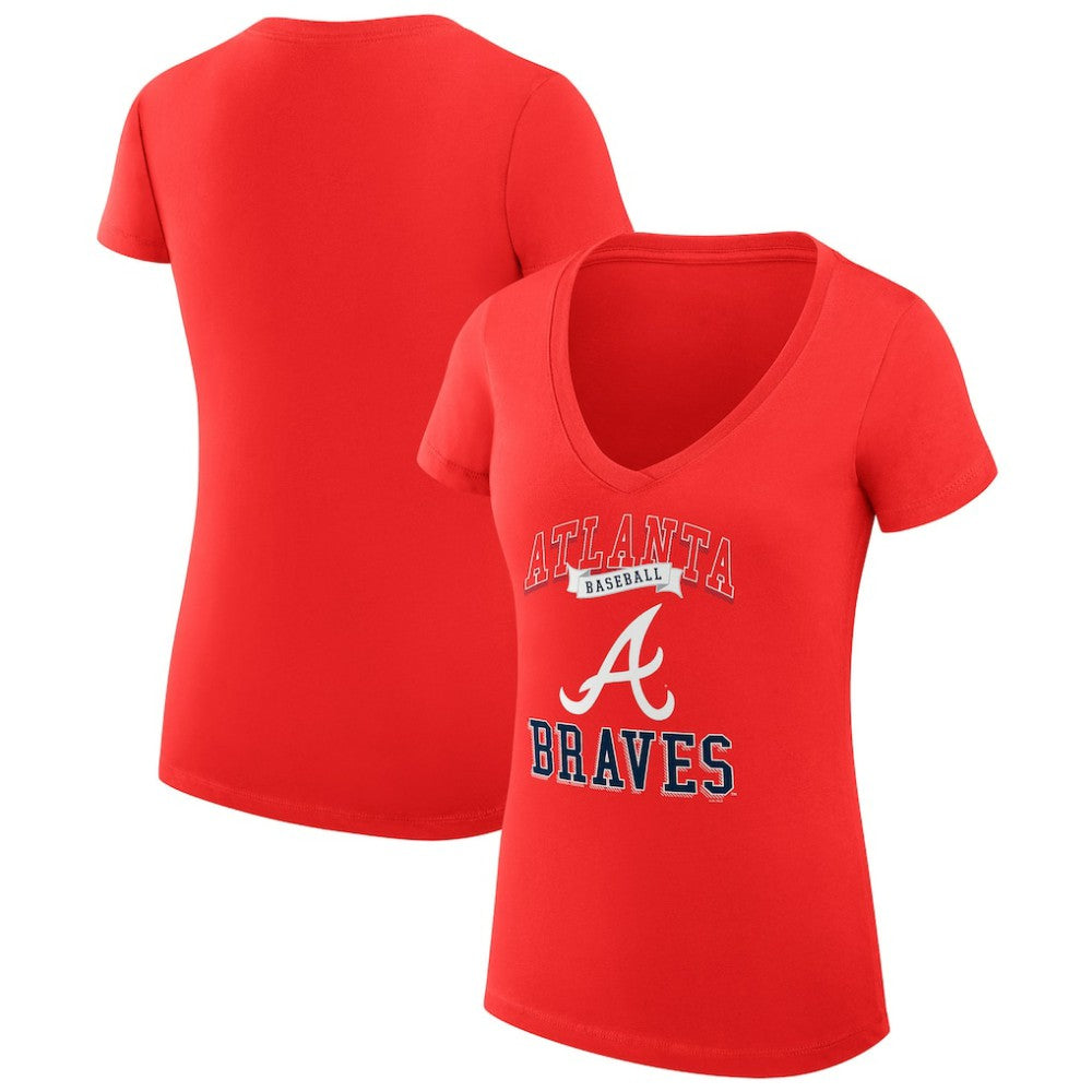 MLB Atlanta Braves G-III 4Her by Carl Banks Women's Super-Slim Fit Lightweight Team Logo Graphic V-Neck T-Shirt