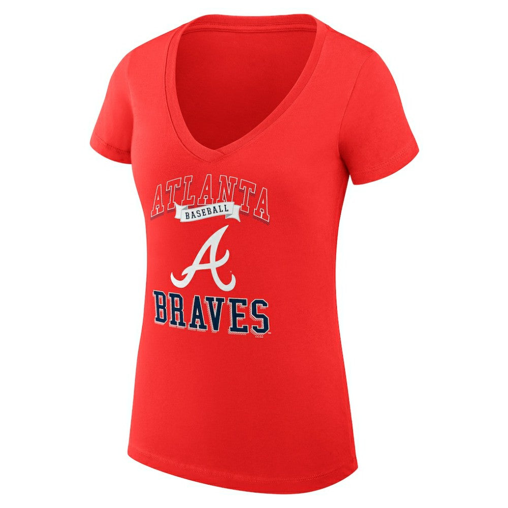 MLB Atlanta Braves G-III 4Her by Carl Banks Women's Super-Slim Fit Lightweight Team Logo Graphic V-Neck T-Shirt