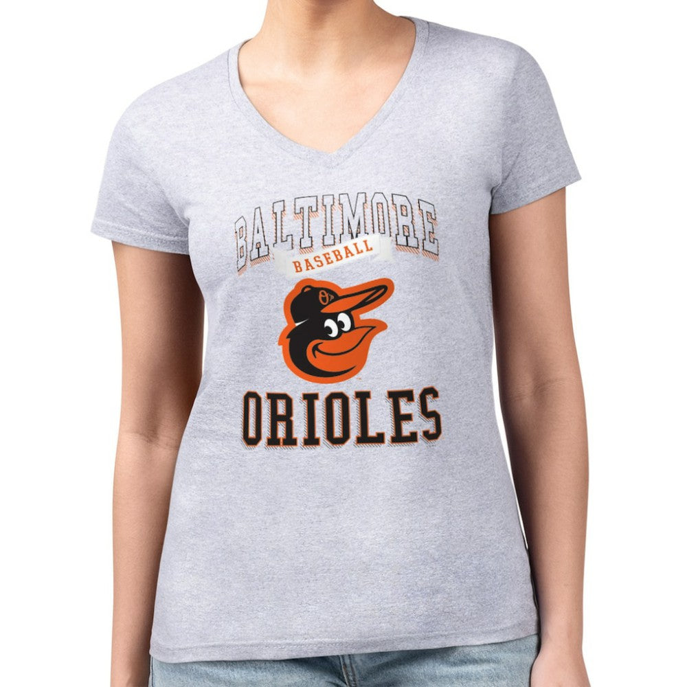 MLB Baltimore Orioles G-III 4Her by Carl Banks Women's Super-Slim Fit Lightweight Team Logo Graphic V-Neck T-Shirt