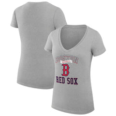MLB Boston Red Sox G-III 4Her by Carl Banks Women's Super-Slim Fit Lightweight Team Logo Graphic V-Neck T-Shirt