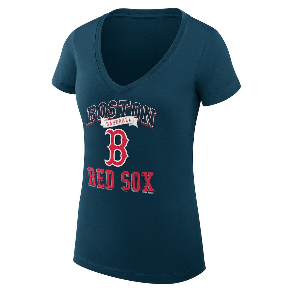 MLB Boston Red Sox G-III 4Her by Carl Banks Women's Super-Slim Fit Lightweight Team Logo Graphic V-Neck T-Shirt