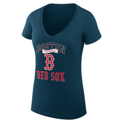 MLB Boston Red Sox G-III 4Her by Carl Banks Women's Super-Slim Fit Lightweight Team Logo Graphic V-Neck T-Shirt
