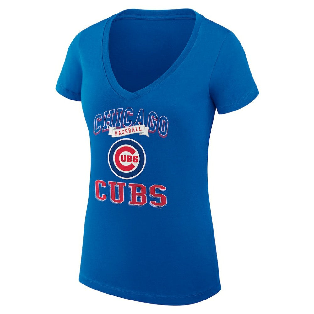 MLB Chicago Cubs G-III 4Her by Carl Banks Women's Super-Slim Fit Lightweight Team Logo Graphic V-Neck T-Shirt