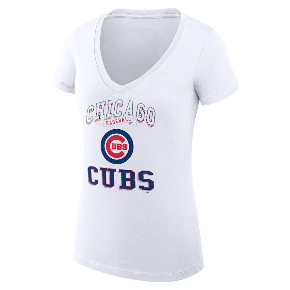 MLB Chicago Cubs G-III 4Her by Carl Banks Women's Super-Slim Fit Lightweight Team Logo Graphic V-Neck T-Shirt