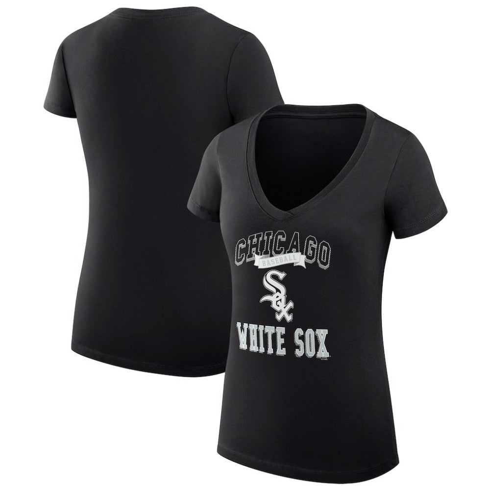 MLB Chicago White Sox G-III 4Her by Carl Banks Women's Super-Slim Fit Lightweight Team Logo Graphic V-Neck T-Shirt